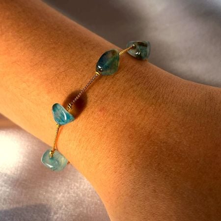 Blue Crystal Charm 18K Gold Plated Bracelet
